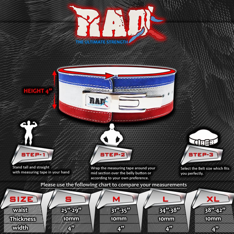 RAD حزام رفع الأثقال RAD للرجال والنساء، مقاس 38 بوصة، بني، سمك 10 مم، عرض 4 بوصة، جلد، لرفع الأثقال والقوة - Image 5